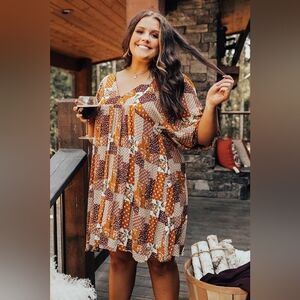 Boho plus size dress by meritt boutique 2x nwot fall dress floral dress